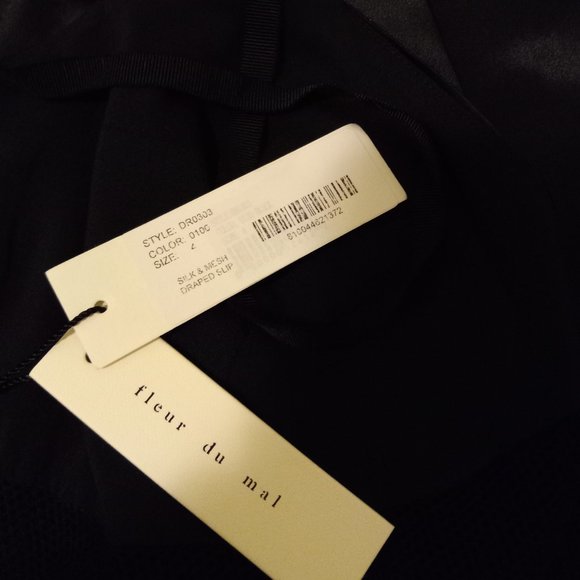 NWT Fleur Du Mal Silk Mesh Draped Dress Size 4 90s Femme Fatale Dark Princess - Picture 13 of 15